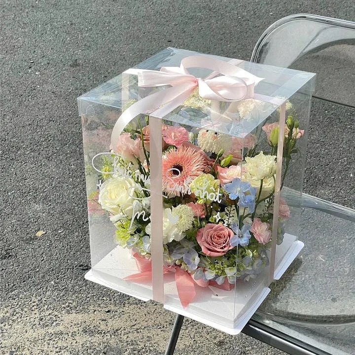 Hộp Hoa Pastel Nơ Hồng